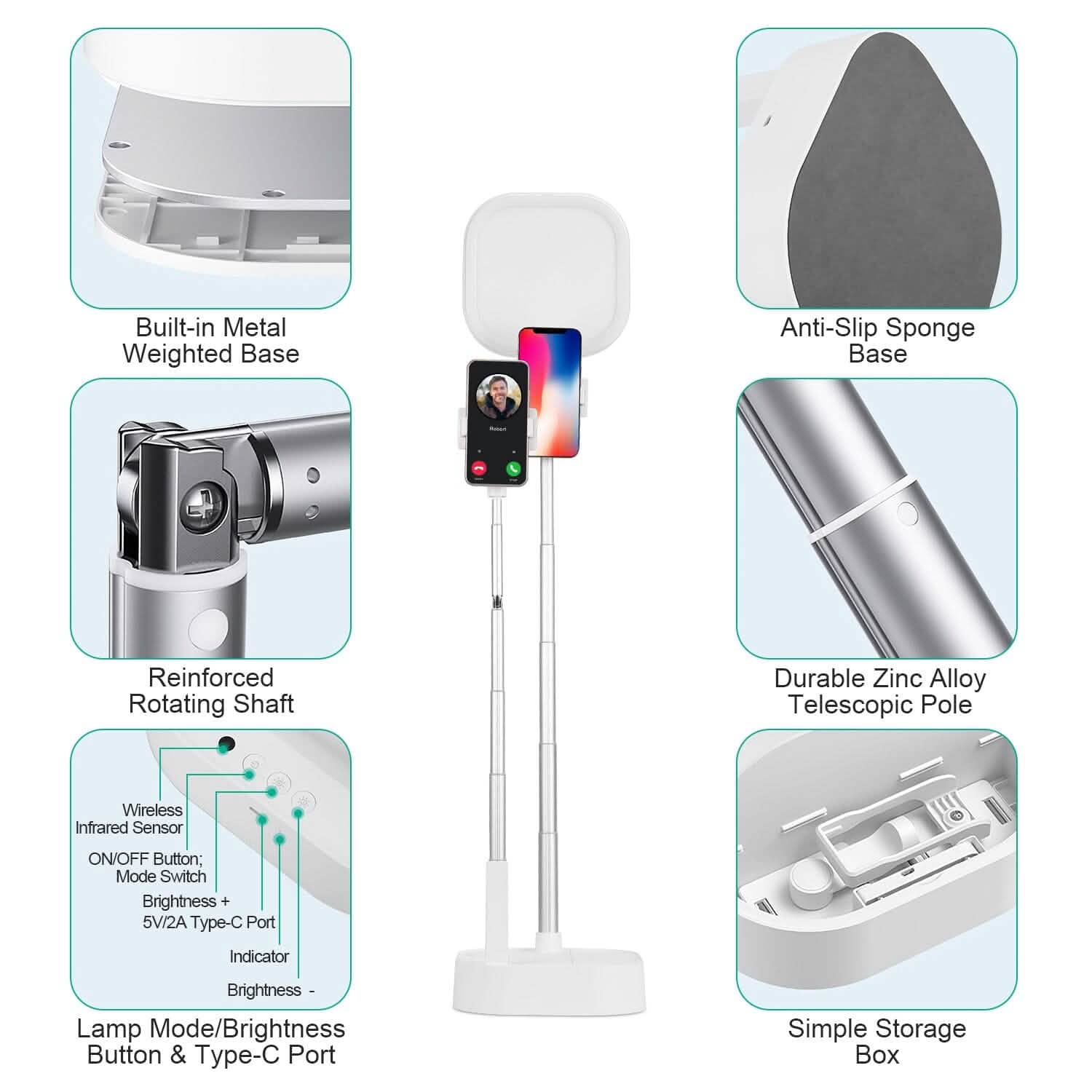 360° Rotatable Dual Phone Holder with Rechargeable Wireless Remote V8 Mobile Accessories - DailySale