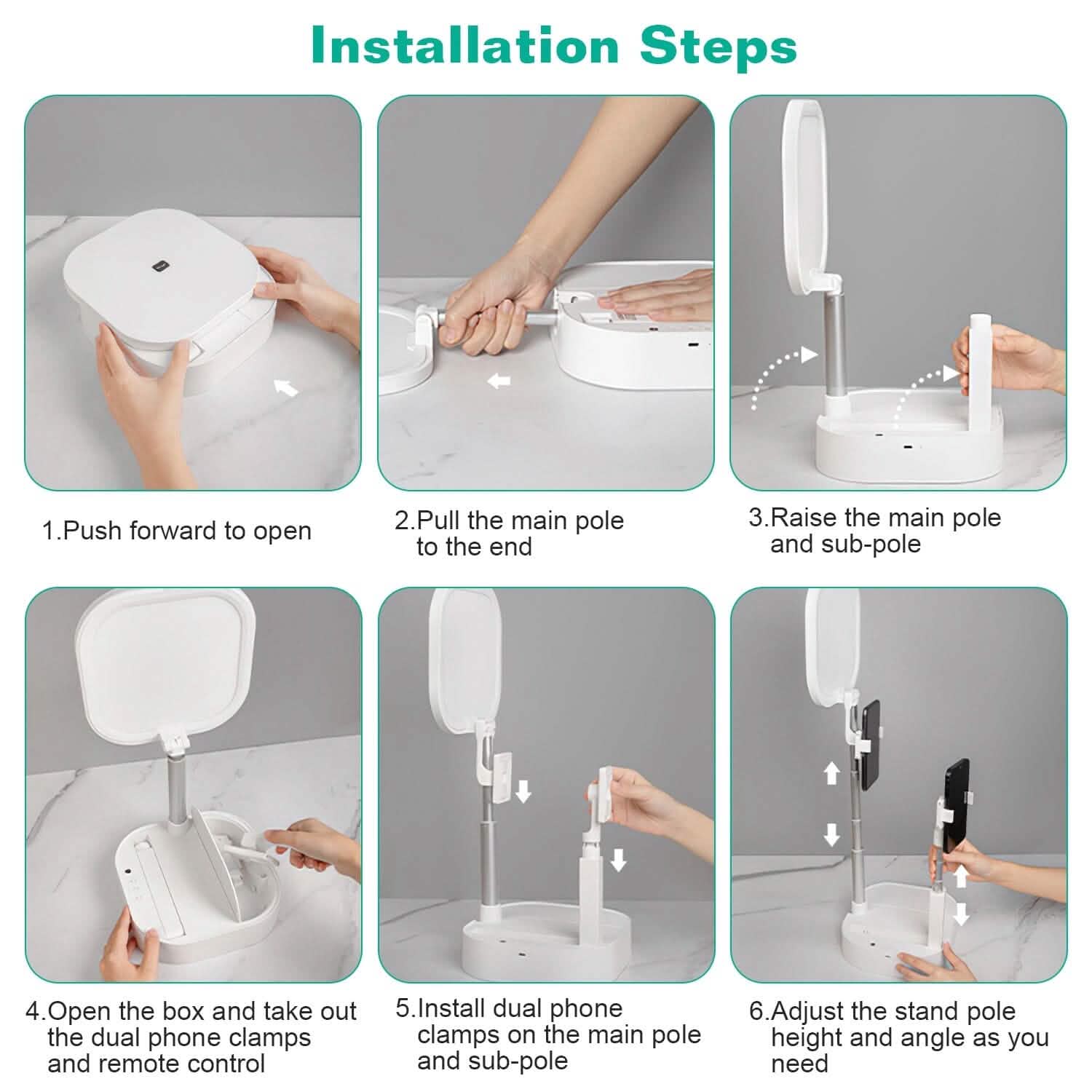 360° Rotatable Dual Phone Holder with Rechargeable Wireless Remote V8 Mobile Accessories - DailySale