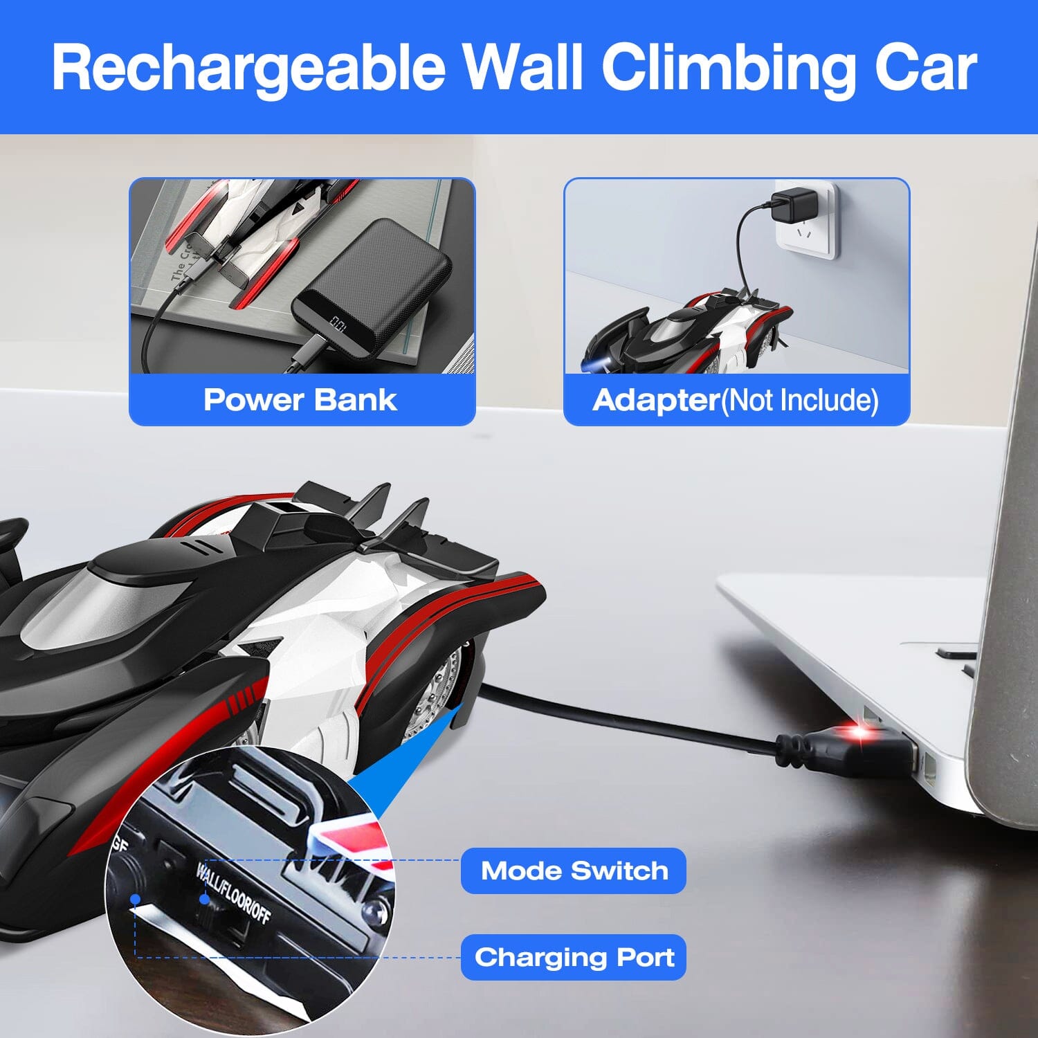 360° Rotating Electric Wall Climbing Remote Control Dual Mode Car Toys & Games - DailySale