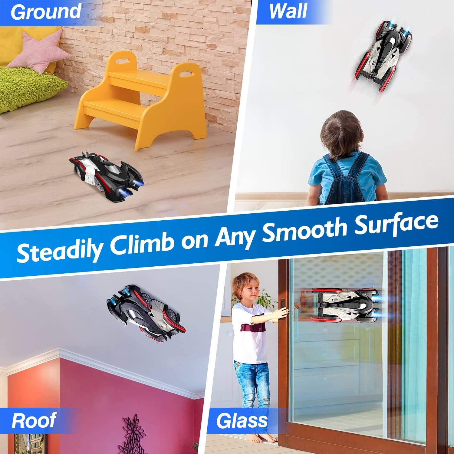 360° Rotating Electric Wall Climbing Remote Control Dual Mode Car Toys & Games - DailySale