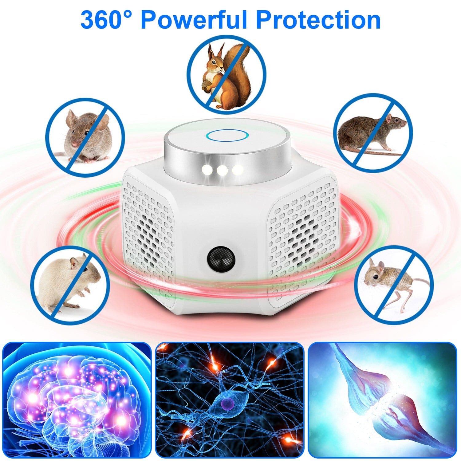 360° Ultrasonic Rodent Chaser Electronic Plug-in Mouse Control Pest Control - DailySale