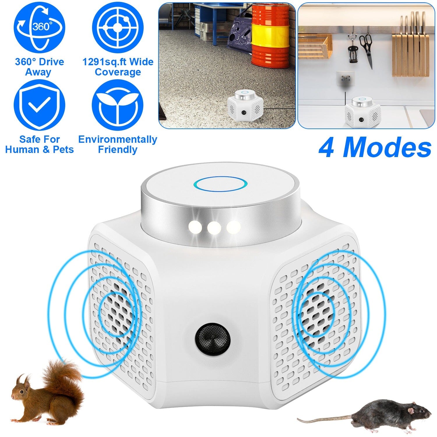 360° Ultrasonic Rodent Chaser Electronic Plug-in Mouse Control Pest Control - DailySale