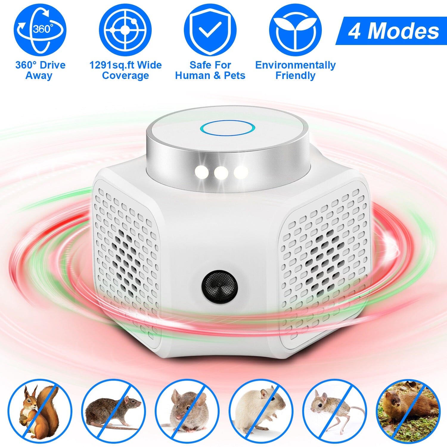 360° Ultrasonic Rodent Chaser Electronic Plug-in Mouse Control Pest Control - DailySale