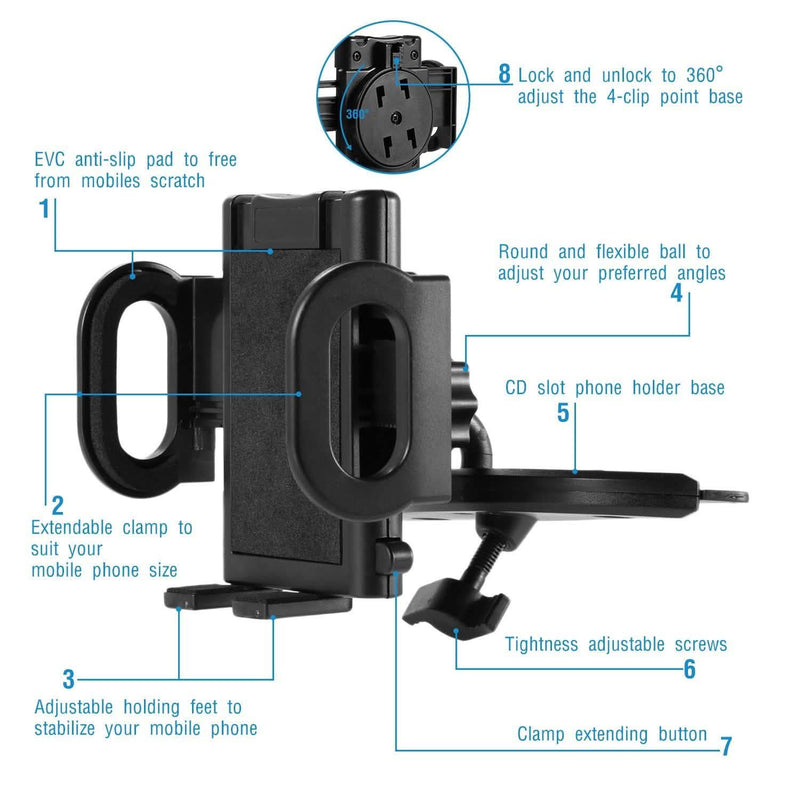 360° Universal CD Slot Car Phone Mount Automotive - DailySale