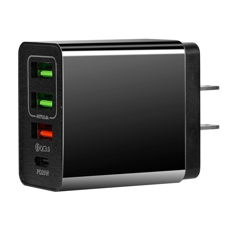 36W USB C 4-Port Fast Charger Mobile Accessories Black - DailySale