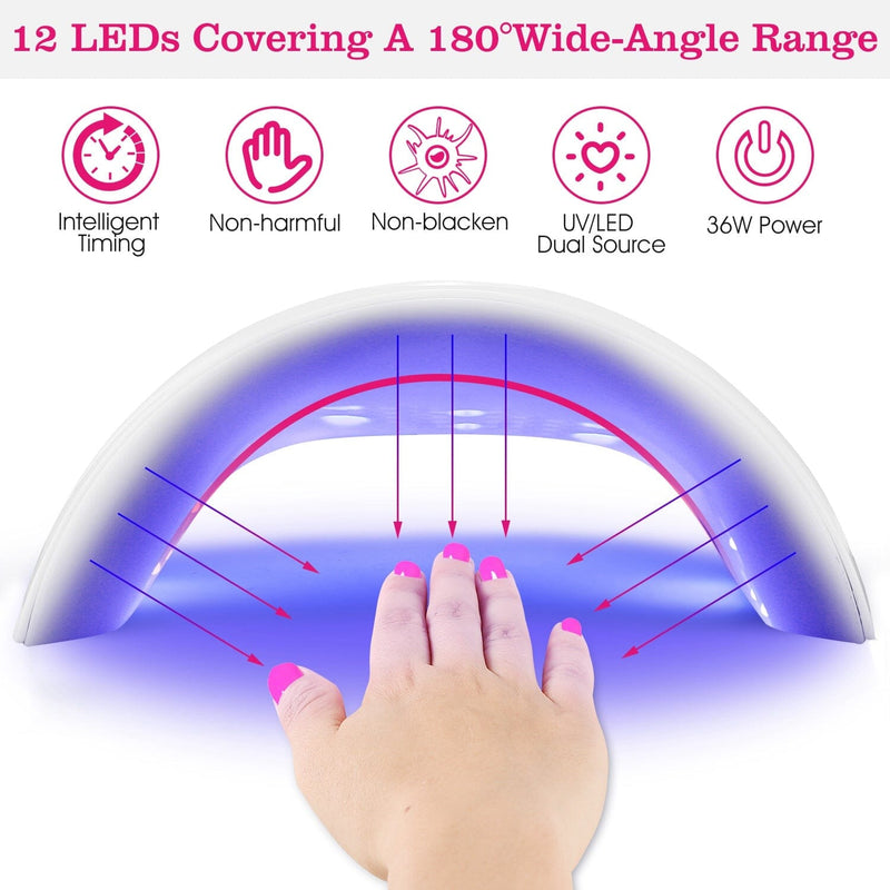 36W UV LED Lamp Nail Gel Dryer 12 LED Sensor Gel Curing Machine Beauty & Personal Care - DailySale
