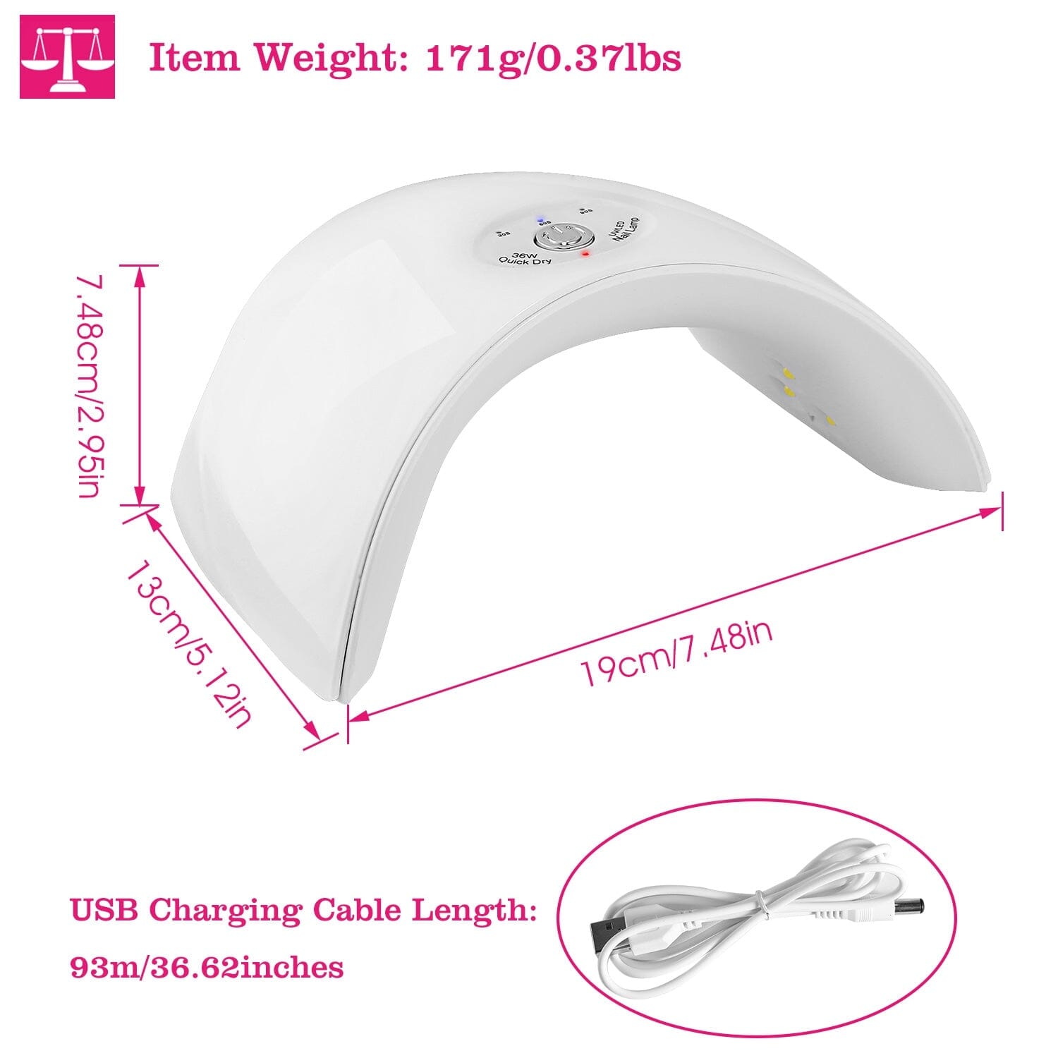 36W UV LED Lamp Nail Gel Dryer 12 LED Sensor Gel Curing Machine Beauty & Personal Care - DailySale