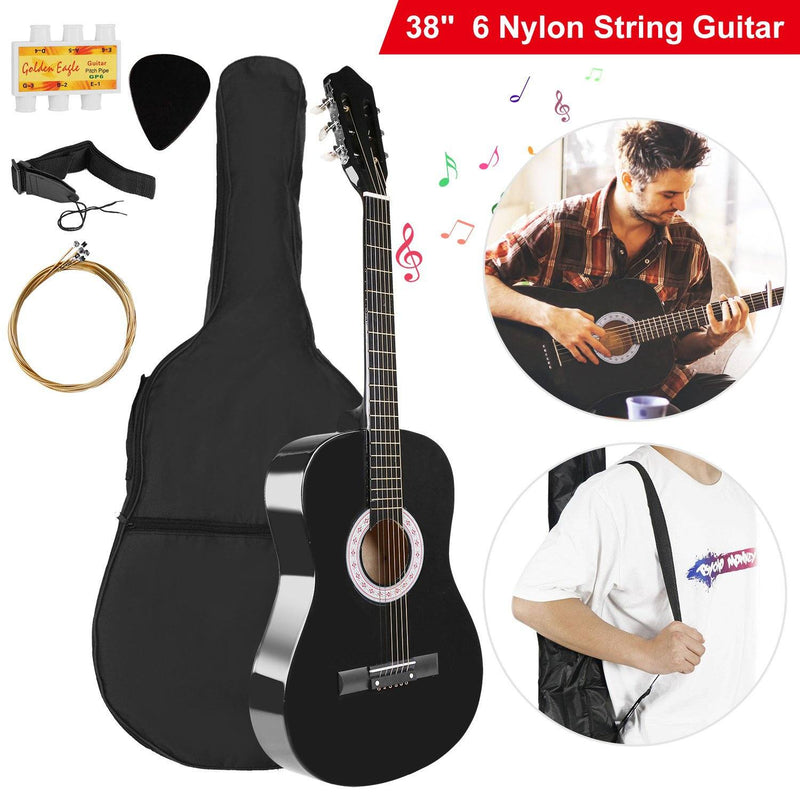 38" Acoustic Beginners Guitar with Guitar Bag Strap Tuner Extra String Toys & Hobbies - DailySale