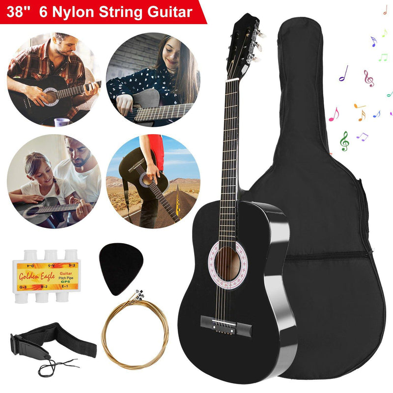 38" Acoustic Beginners Guitar with Guitar Bag Strap Tuner Extra String Toys & Hobbies - DailySale
