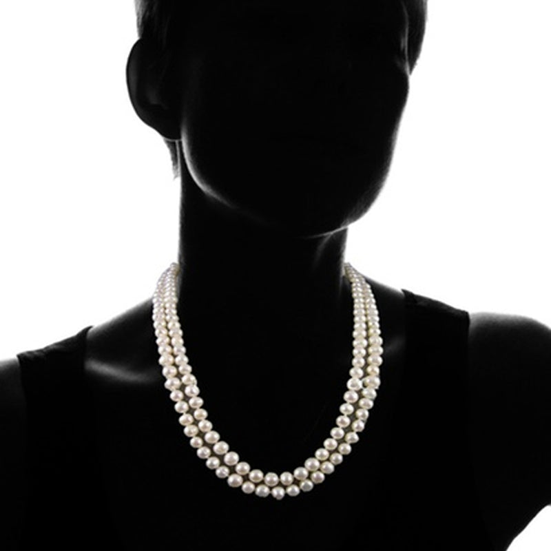 3-Piece Set: 36" White Freshwater Pearl Endless Necklace and Earrings Set - DailySale, Inc