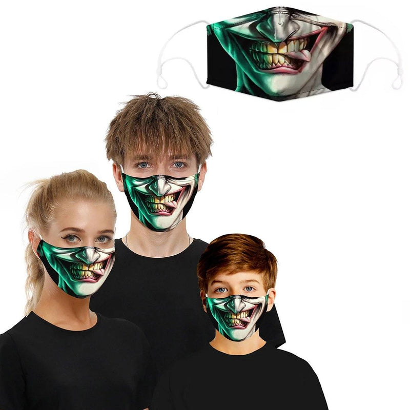 3D Halloween Special Scary Faces Reusable Face Masks Face Masks & PPE Joker - DailySale