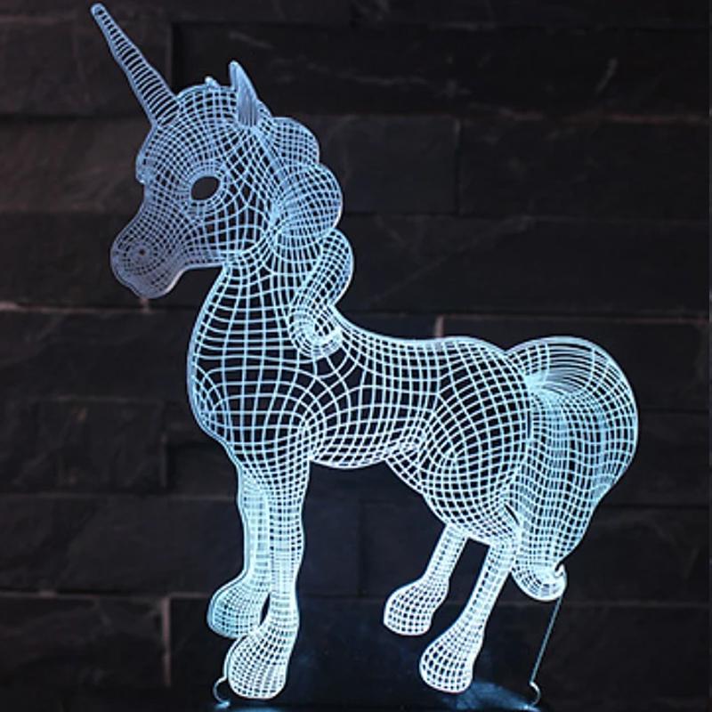 3D LED 7 Color Unicorn Table Lamp Indoor Lighting - DailySale