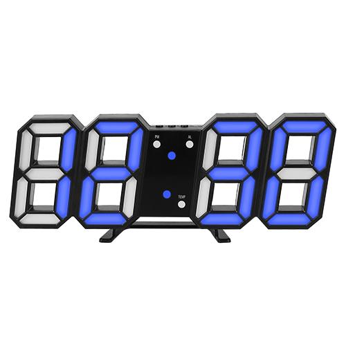3D LED Digital Wall Clock Household Appliances Black Blue - DailySale