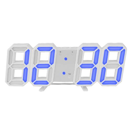 3D LED Digital Wall Clock Household Appliances White Blue - DailySale