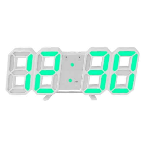 3D LED Digital Wall Clock Household Appliances White Green - DailySale