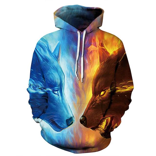 3D Printed Hoodies Sweatshirts Unisex Pullover Men's Outerwear Blue/Yellow S - DailySale