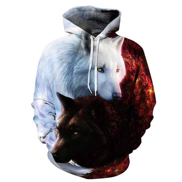 3D Printed Hoodies Sweatshirts Unisex Pullover Men's Outerwear White/Red S - DailySale