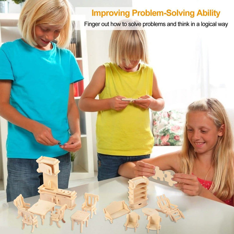3d Wooden Dollhouse Furniture Puzzles Toys & Games - DailySale