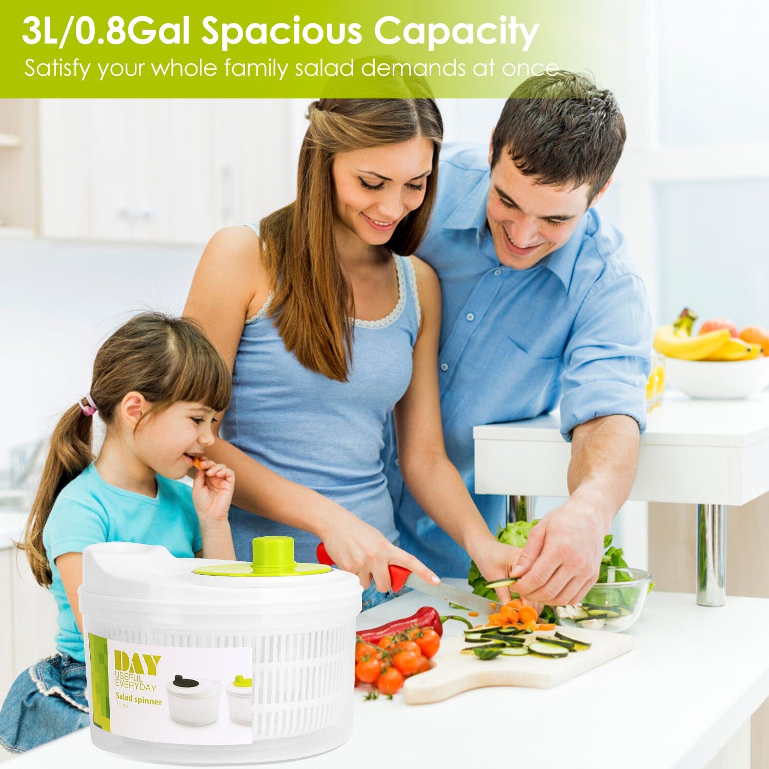 3L/0.8Gal Salad Spinner Washer with Lid Kitchen Tools & Gadgets - DailySale