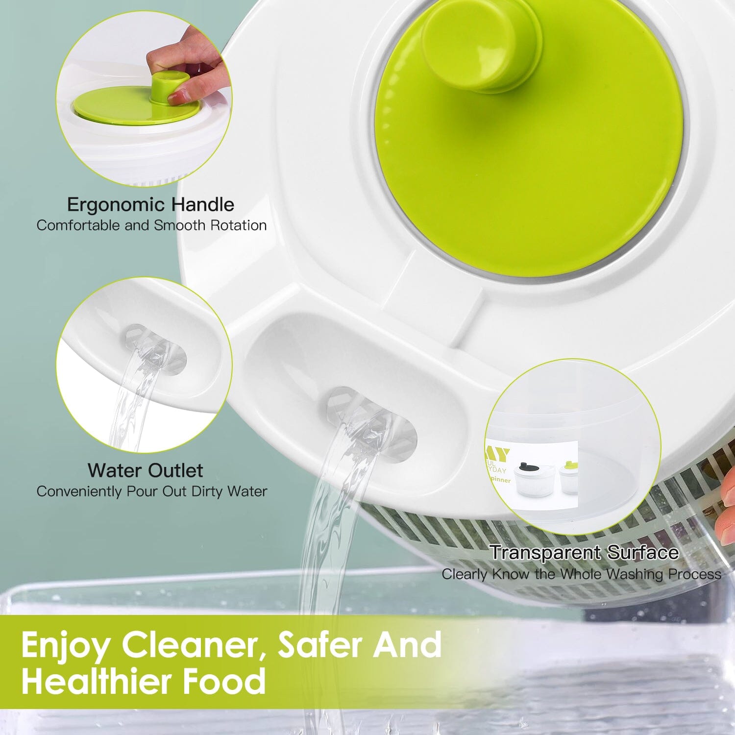 3L/0.8Gal Salad Spinner Washer with Lid Kitchen Tools & Gadgets - DailySale