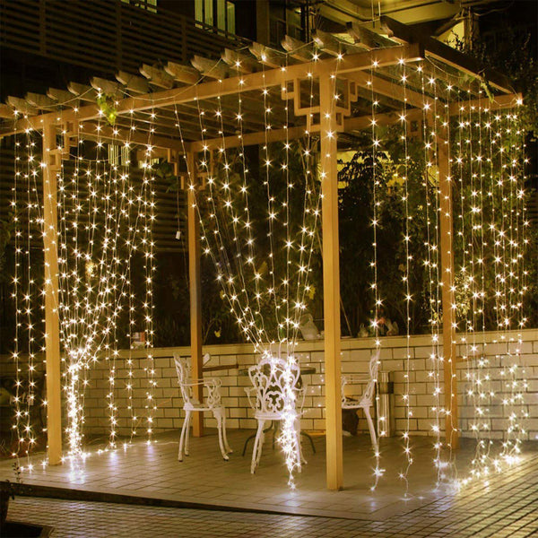 3M 300 LEDs String Curtain Light with Remote Outdoor Lighting - DailySale