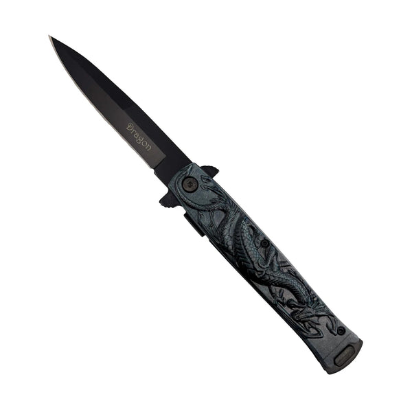 4" Black Dragon Knife with ABS Handle Tactical - DailySale