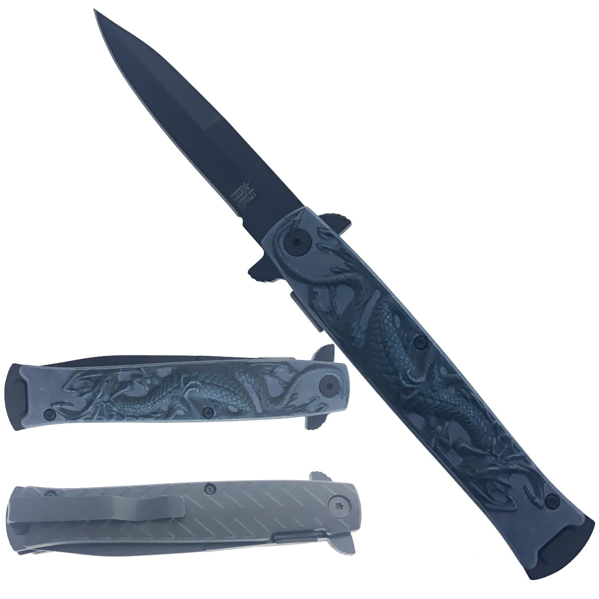 4" Black Dragon Knife with ABS Handle Tactical - DailySale