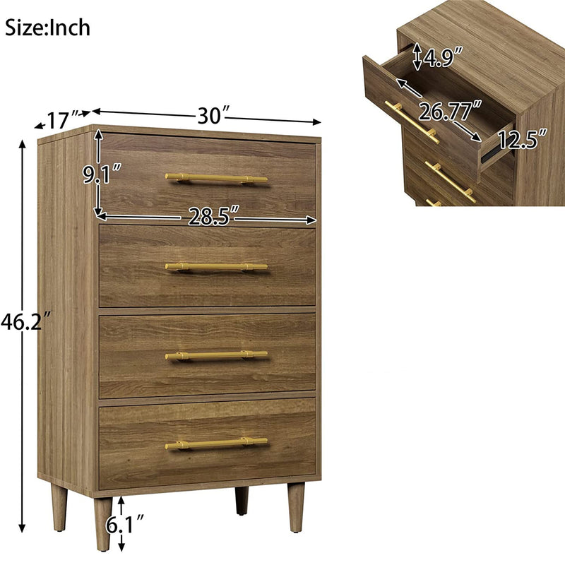 4 Drawer Cabinet Dresser Closet Wooden Dresser Closet & Storage - DailySale