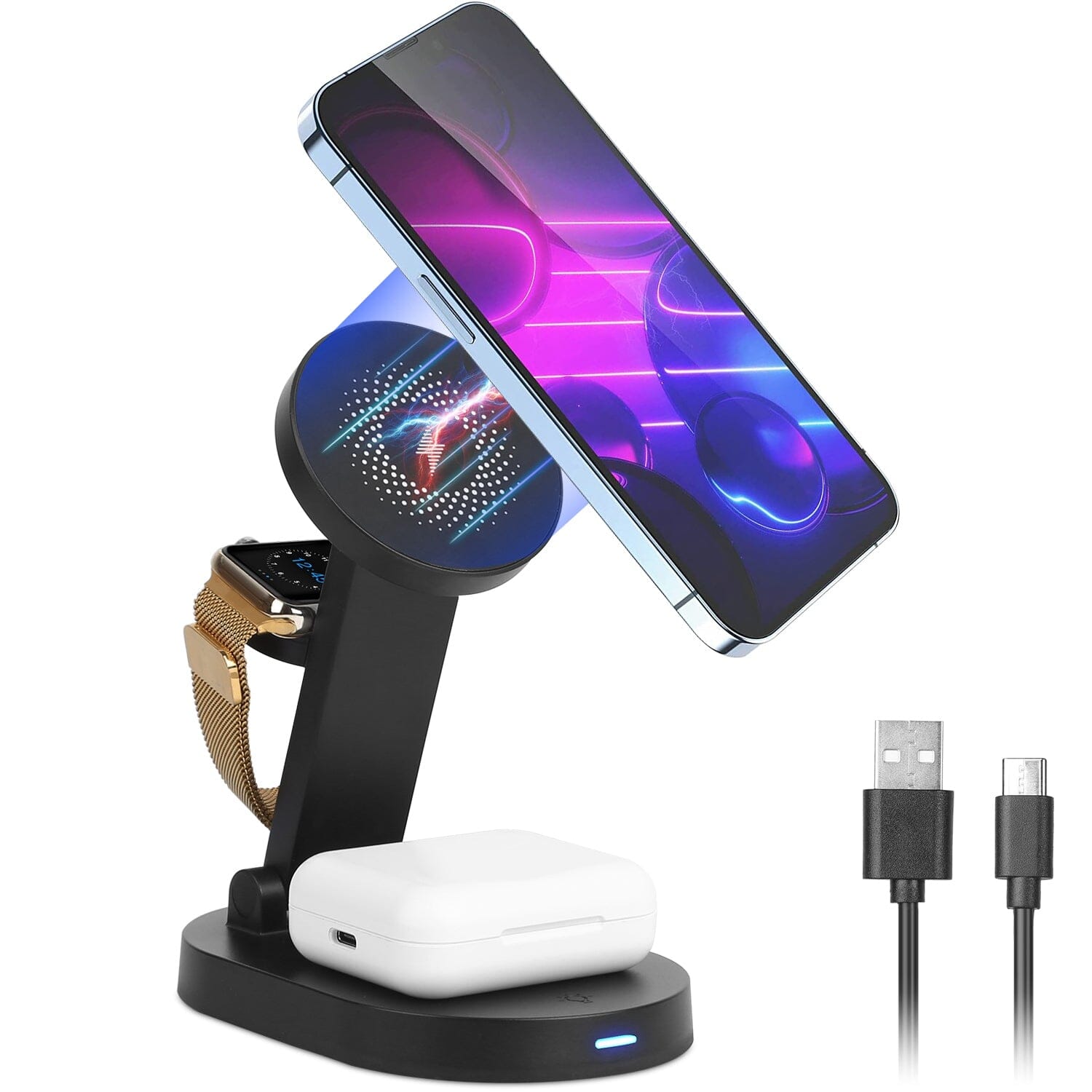 4-in-1 15W Foldable Magnetic Wireless Charging Station Mobile Accessories - DailySale