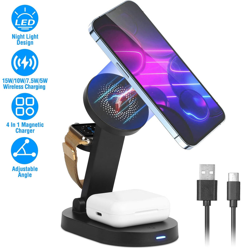 4-in-1 15W Foldable Magnetic Wireless Charging Station Mobile Accessories - DailySale