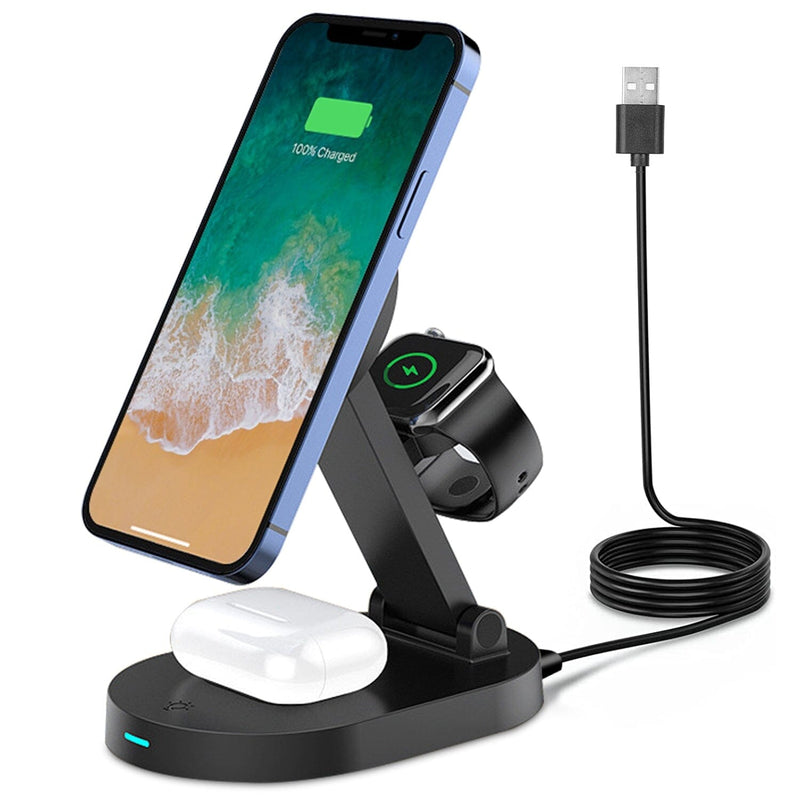 4-in-1 15W Foldable Magnetic Wireless Charging Station Mobile Accessories - DailySale