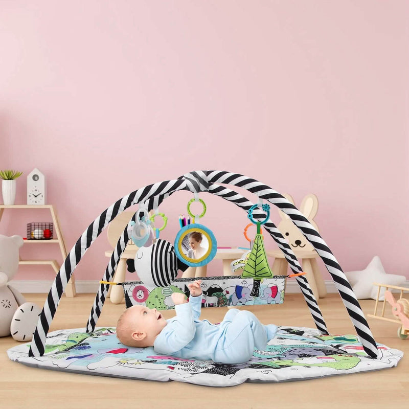 4-in-1 Baby Gym Play Mat Ball Pit with Pillow 18 Balls 9 Toys for 0-3 Years Old Baby - DailySale