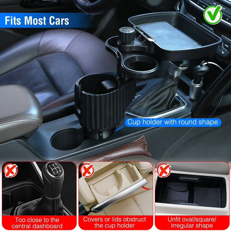 4-in-1 Car Cup Holder Tray Food Table