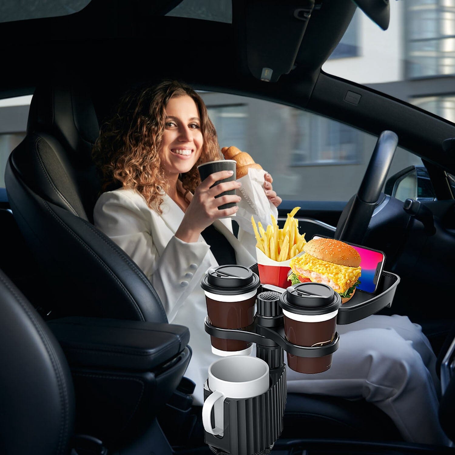 4-in-1 Car Cup Holder Tray Food Table Automotive - DailySale