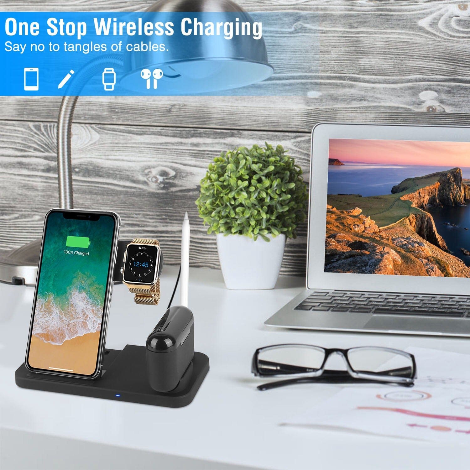 4-in-1 Foldable Wireless Charger Mobile Accessories - DailySale