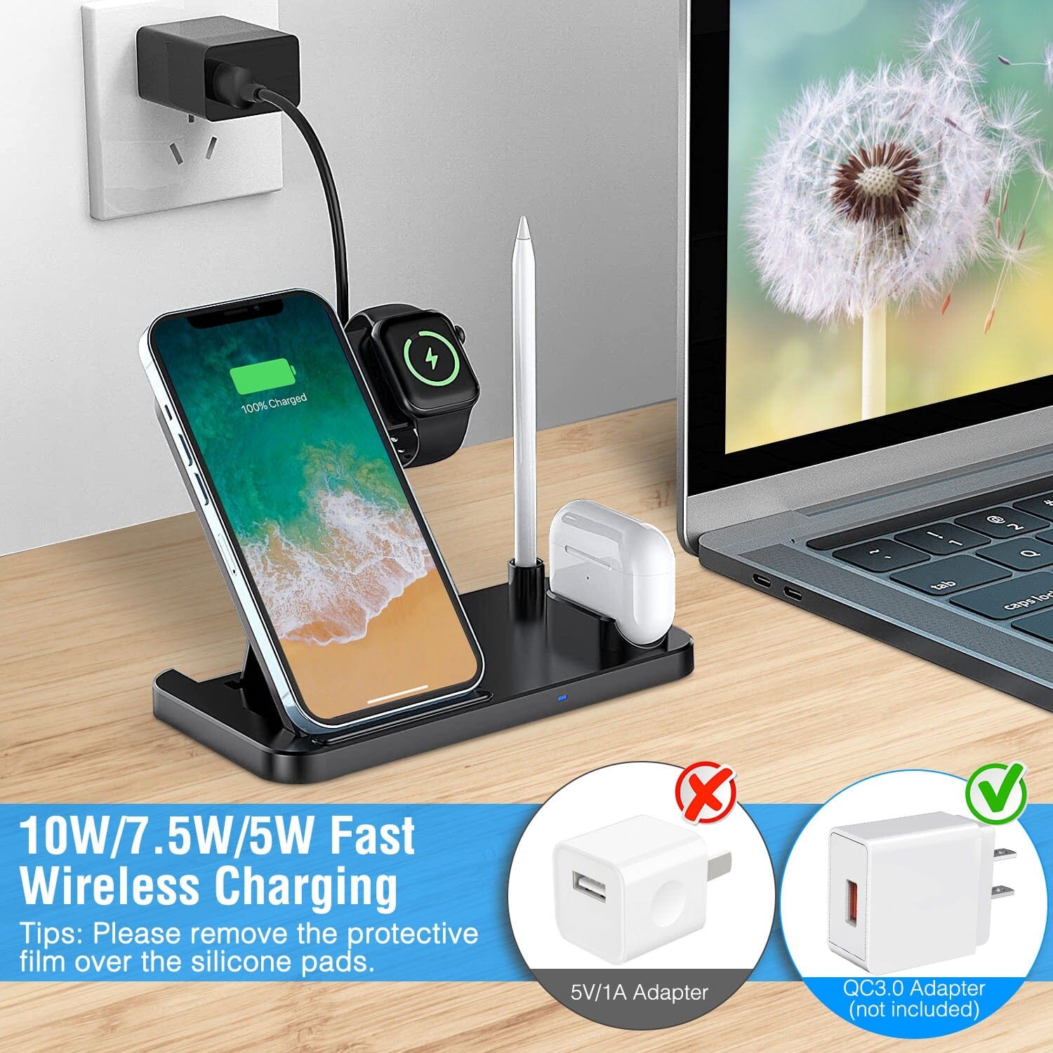 4-in-1 Foldable Wireless Charger Mobile Accessories - DailySale