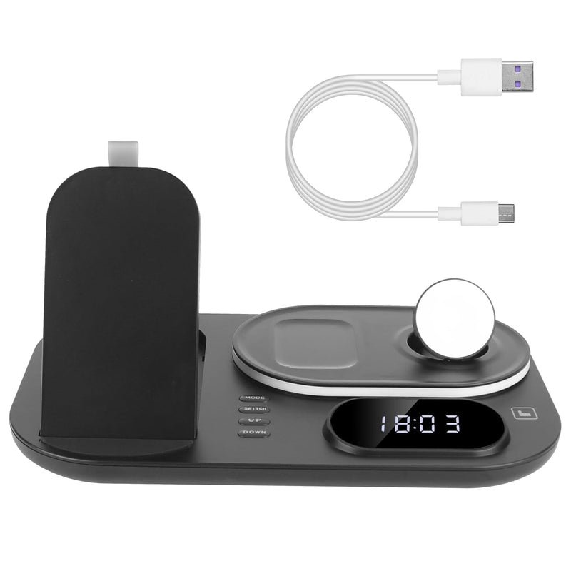 4-in-1 Foldable Wireless Charging Station Stand Dock Mobile Accessories Black - DailySale