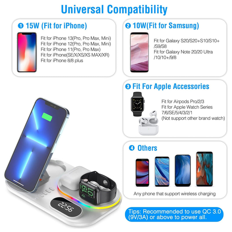 4-in-1 Foldable Wireless Charging Station Stand Dock Mobile Accessories - DailySale