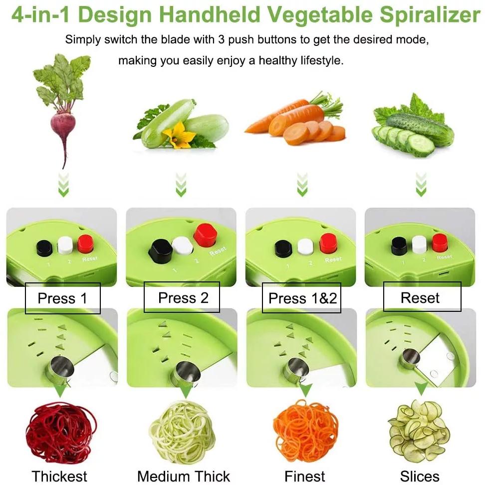 4-in-1 Fruit Vegetable Slicer Adjustable Spiral Grater Kitchen & Dining - DailySale