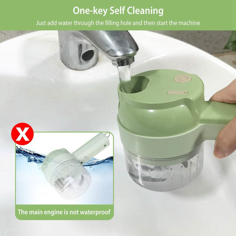 4-in-1 Handheld Electric Vegetable Chopper, Grinder, Slicer and Dicer Kitchen Tools & Gadgets - DailySale