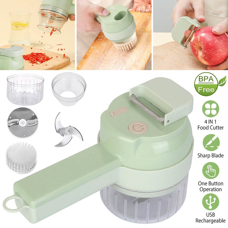 4-in-1 Handheld Electric Vegetable Chopper, Grinder, Slicer and Dicer Kitchen Tools & Gadgets - DailySale