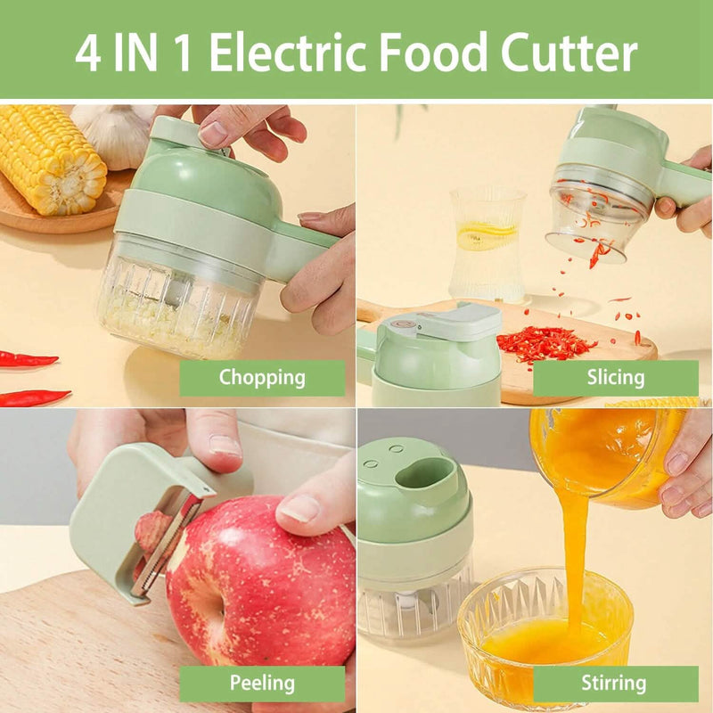 4-in-1 Handheld Electric Vegetable Chopper, Grinder, Slicer and Dicer Kitchen Tools & Gadgets - DailySale