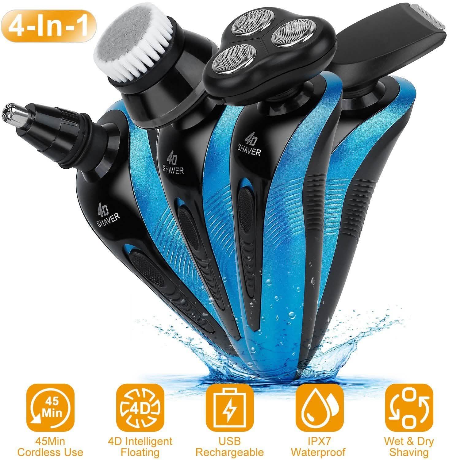 4-in-1 IPX7 Waterproof Beard Trimmer Cordless Razor for Men Men's Grooming - DailySale