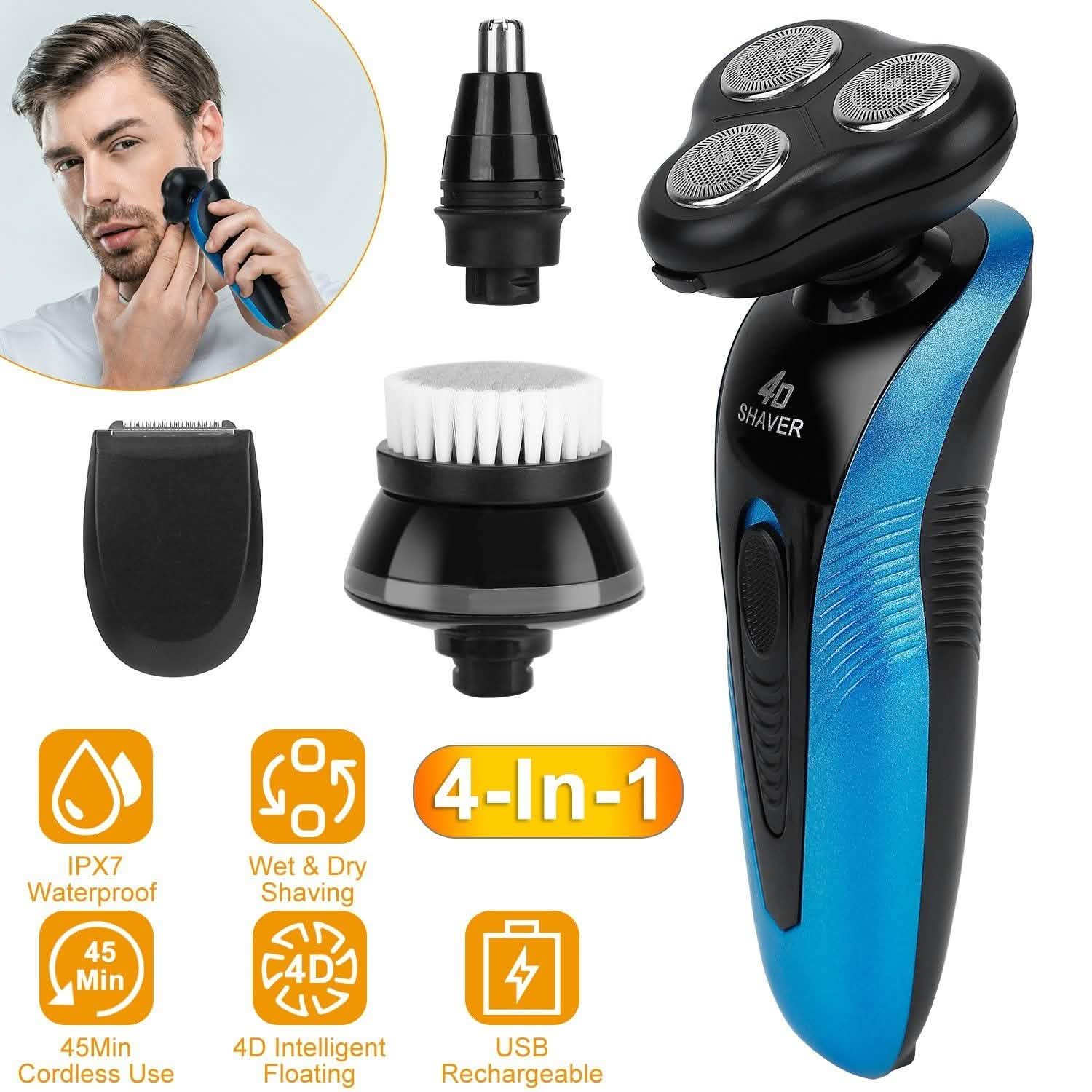 4-in-1 IPX7 Waterproof Beard Trimmer Cordless Razor for Men Men's Grooming - DailySale