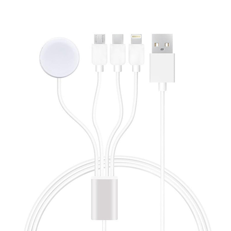 4-in-1 Multi Port & Apple Watch Charger Mobile Accessories White - DailySale