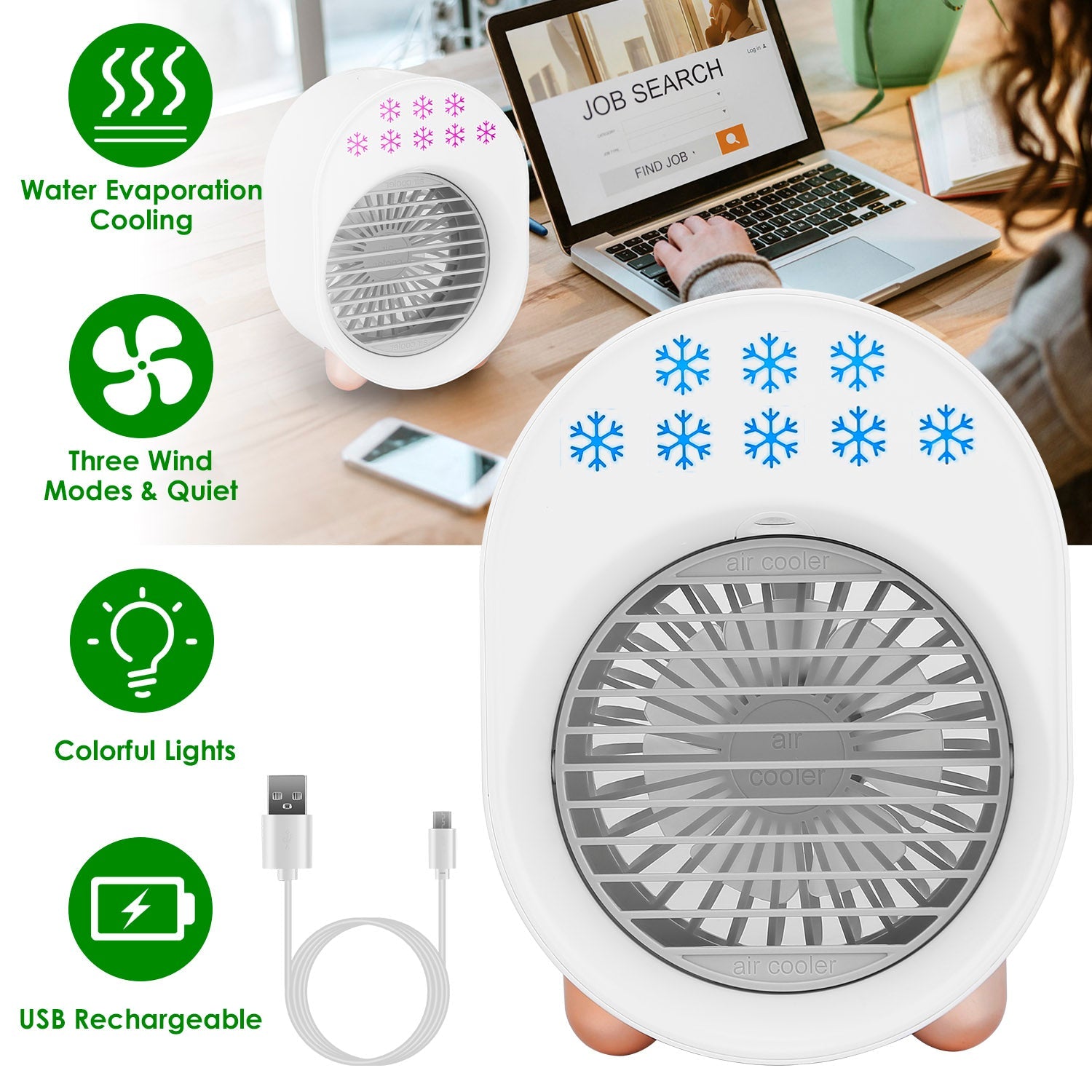 4-in-1 Portable Mini Desktop Water Mist Cooling Air Conditioner Household Appliances - DailySale