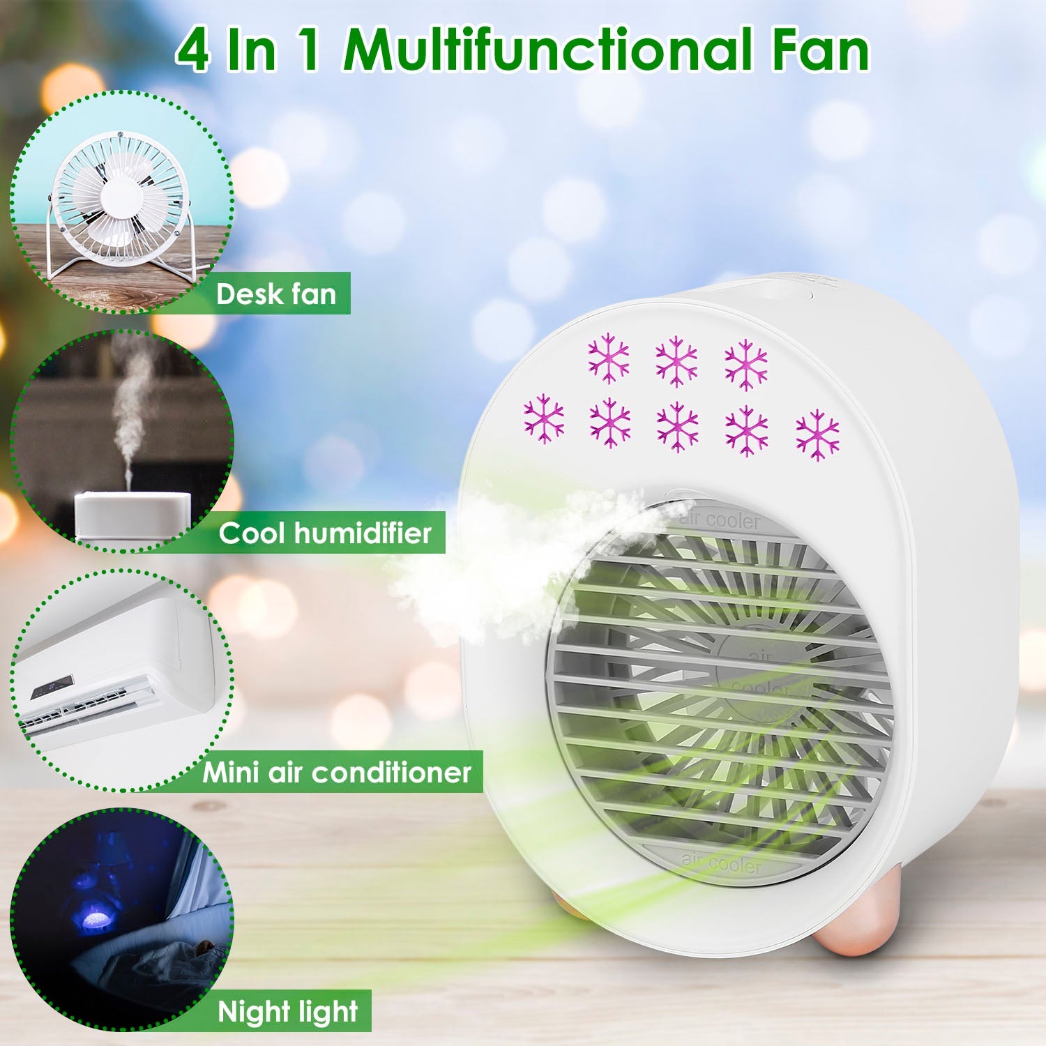 4-in-1 Portable Mini Desktop Water Mist Cooling Air Conditioner Household Appliances - DailySale