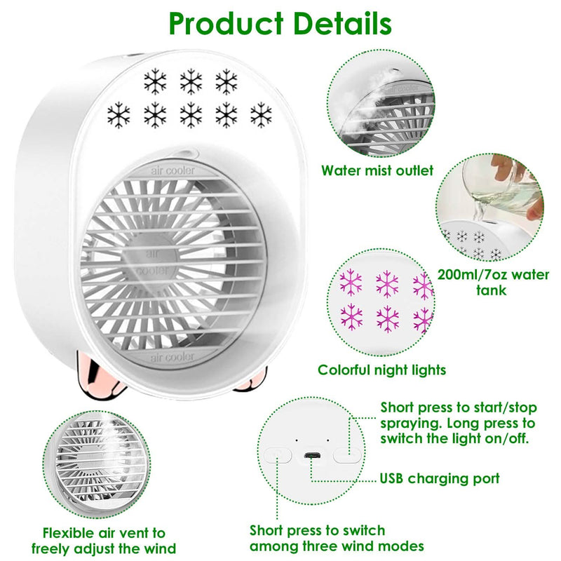 4-in-1 Portable Mini Desktop Water Mist Cooling Air Conditioner Household Appliances - DailySale