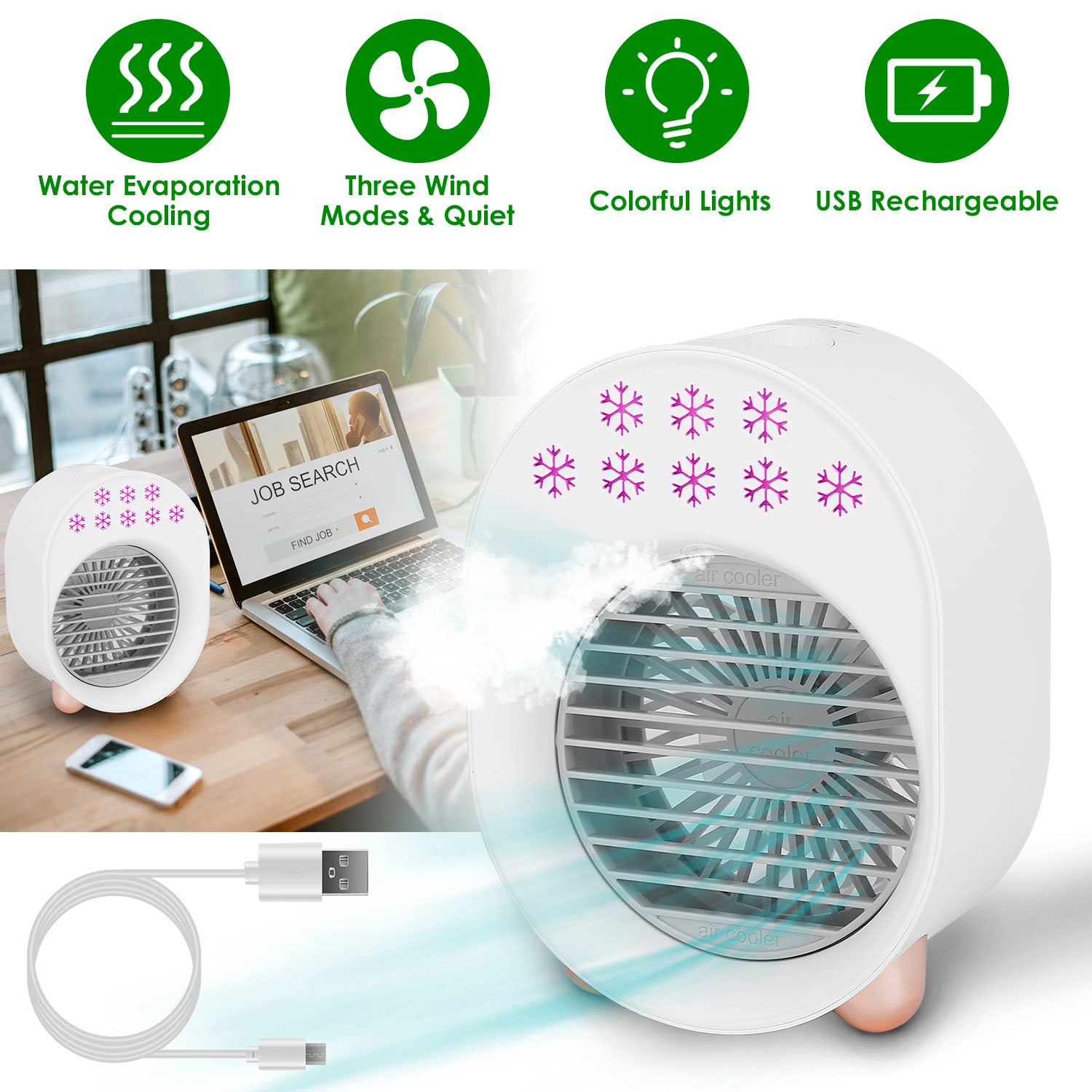 4-in-1 Portable Mini Desktop Water Mist Cooling Air Conditioner Household Appliances - DailySale