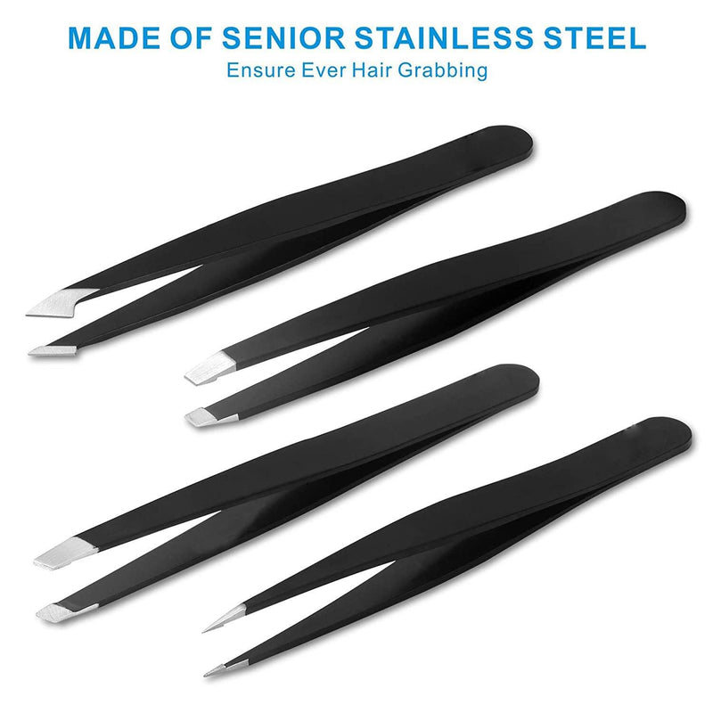 4-in-1 Professional Stainless Steel Tweezers for Eyebrows Beauty & Personal Care - DailySale